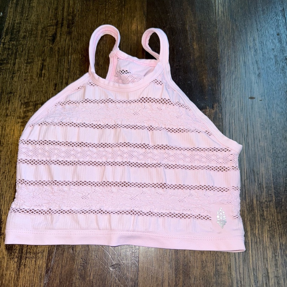 FP Movement by Free People Pink Lace Halter Top